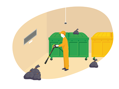 #10 Work work work work work.. chutes cleaning design digital dumpster filth garbage garbage bag illustration illustrator karcher man orange refuse sketch tech way trash