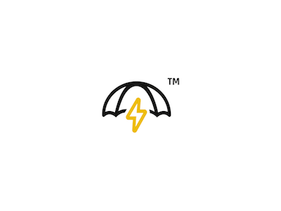 Charging umbrella logo black bolt charging jahodka logo umbrella yellow