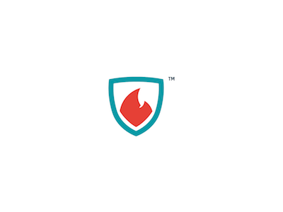 Fire Protect Logo blue coat of arms fire logo logomark mark protect red
