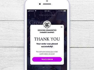 Daily UI 077 - Thank you 077 app daily 100 challenge daily challenge daily ui dailyui food app ios mobile mobile app sketch thank you ui ui challenge ui interface