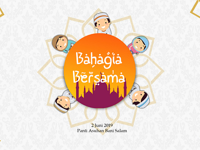 Event charity, iftar with orphan Bahagia Bersama design illustration vector