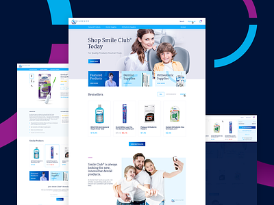 Smile Club cart dentist description ecommerce family featured landing page menu products reviews shopping smile store tooth ui ux webdesign website