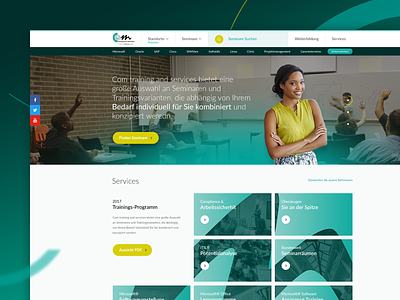 Training Platform Redesign boxes germany gradient green landing page learning learning platform locations menu redesign review search services slider social media ui ux webdesign website yellow