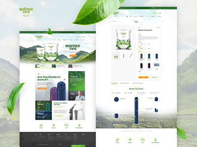 Biofree Tip chat dentists ecommerce footer green homepage landing page leaves menu nature product redesign search store ui ux webdesign website