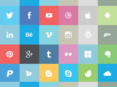 24 Free Flat Social Icons flat design flat icons free freebie metro style social icons