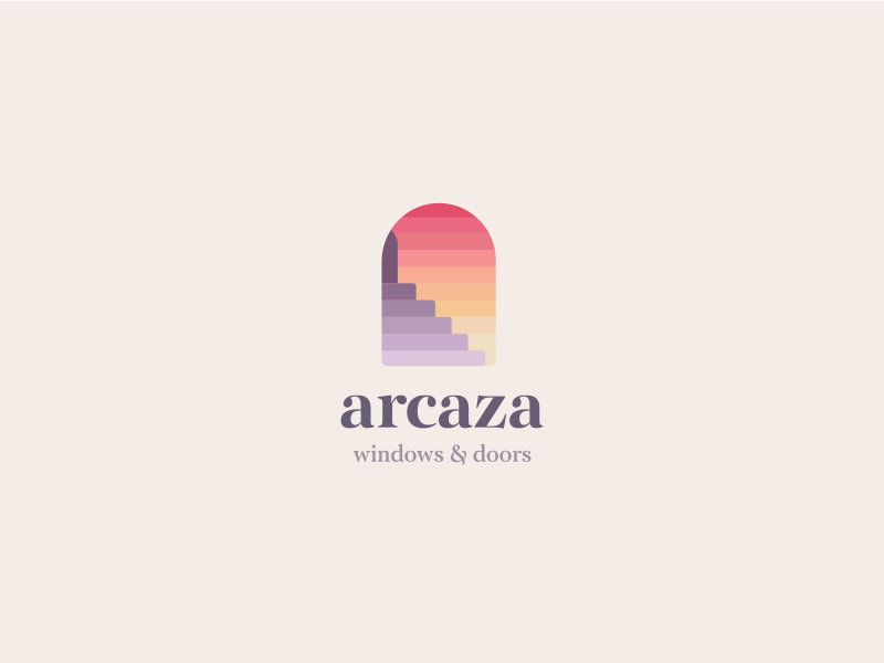 Arcaza Logo Design windows logo doors and windows logo design brand identity color gradient stairs windows doors buildings architecture logo branding