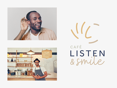 Listen & Smile Logo Concept branding café logo coffee hand logo hear logo listen smile listen logo logo smile logo