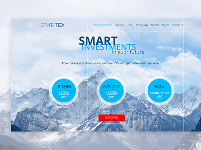 Landing page. Cryptex PSD Template altcoins bitcoin crypto currency ico investment company investments