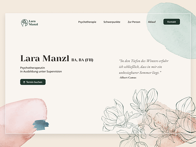 Watercolour landing page for psychotherapist