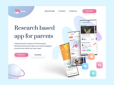 App for parents landing page design