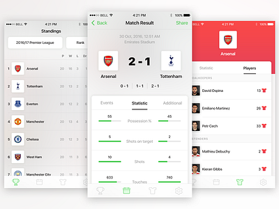 Football App app football interface ios soccer ui ux