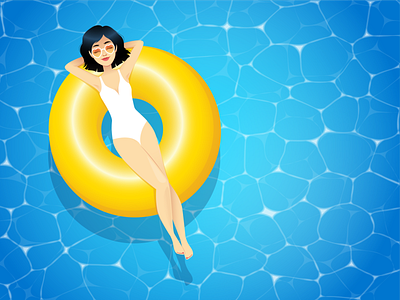 Pool girl adobeillustator art cartoon design digital art fashion girl happy illustration mood pool poster style summer vector