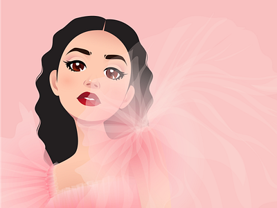 Tenderness adobeillustator art cartoon eurovision fashion girl illustration katerine duska pink portrait singer vector woman