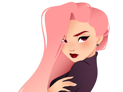 Pink hair girl by ELYsART on Dribbble