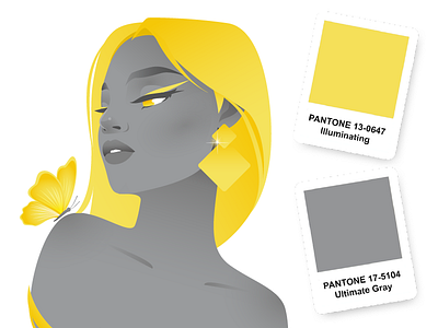 Pantone 2021 2021 adobe illustrator art color of the year digital art fashion girl gray illuminating illustration pantone ultimate gray vector yellow