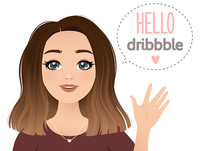 Hello Dribbble! debutshot design dribbble first hello hello dribbble illustration invite portrait selfie shot vector