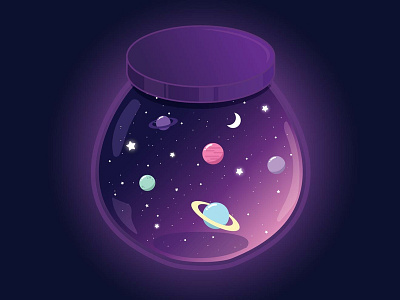 Space Jar design game gamedesign illustration jar magic moon night planets sky space spacejar stars universe vector