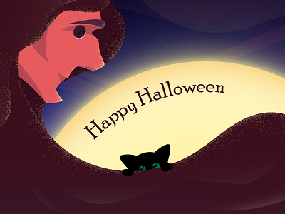 Witch cat halloween illustration illustrator vector witch