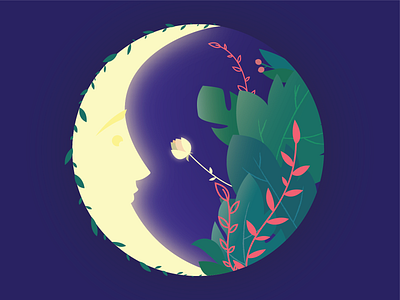 Moon floral flower illustration illustrator light moon vector