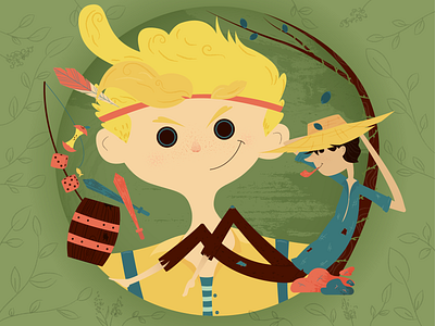 Tom Sawyer and Huckleberry Finn boys dribbble illustration illustrator vector
