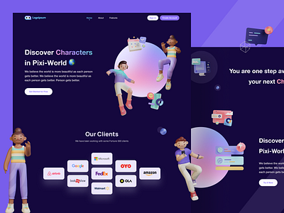 Pixi-World ( 3D Landing page - Freebie )