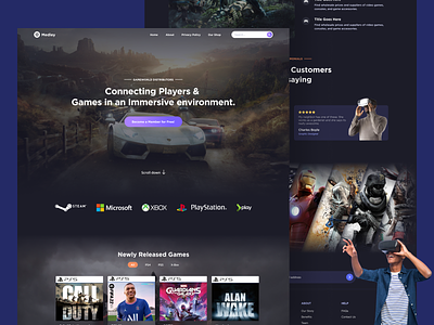 Medley - Game Distribution Website (Freebie) 3d animation daily challenge design fun game game ui gaming landing page marketplace playstation ui web page