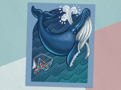 Inktober - Whale animals editorial editorial illustration fishing fishing boat illustration inktober inktober 2018 mammal ocean ocean life procreate sea sea life waves whale whale tale whales what a story