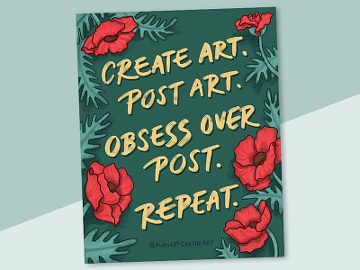Create and Obsess content creation creative content floral art foliage freelance hand lettering illustration instagram instagram design lettering mental health poppies procreate screen time small business social app social camp social media type typography