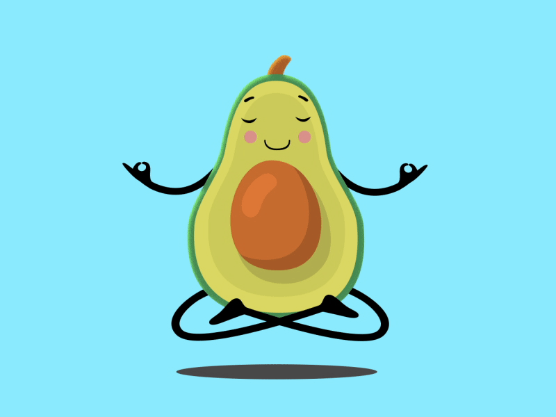 Meditating Zen Avocado 2d animation 2d character abacate aguacate animation breathing fake 3d meditate meditation