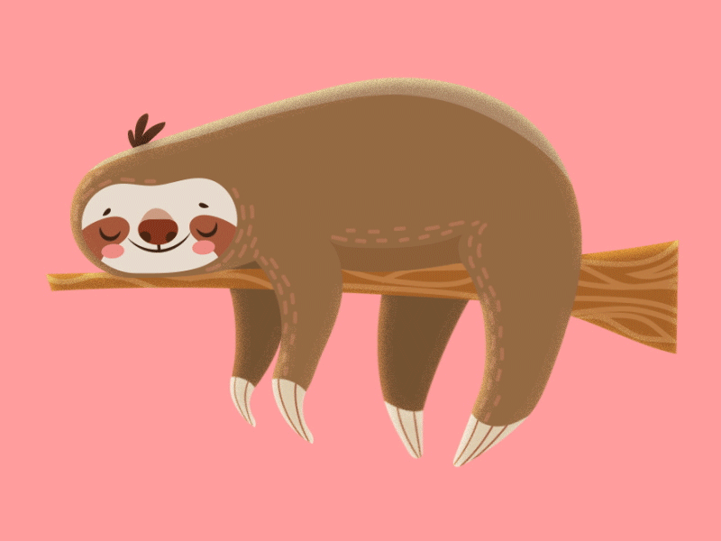 Sloth Sleeping on a Tree 2d animation 2d character animal animation bicho preguica freepik hanging laziness lazy nap preguica relaxed sleeping sloth