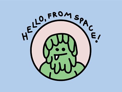 DINOFEED Space Postcard alien dino feed dinofeed hello illustration postcard space