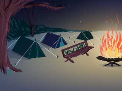 Campfire camping firepit illustration