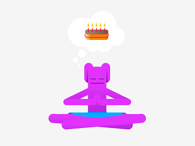 Nom Nom birthday cake character meditate