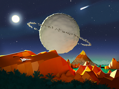 The View c4d cinema4d illustration lowpoly planet skillshare space