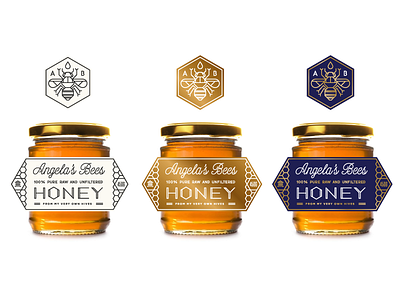 A Bee or C? bee gold hive honey jar label packaging typography