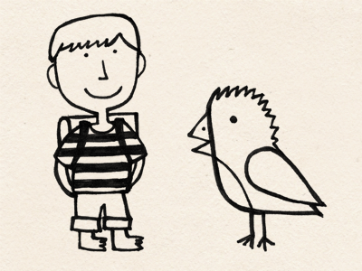 Inseparable boy character chick illustration sketch