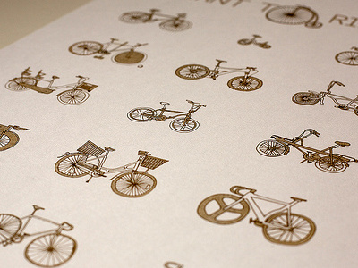 I Want To Ride My... bikes illustration print risograph