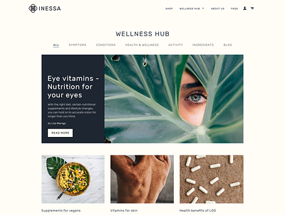 Inessa - Wellness Hub blog shopify ui web design