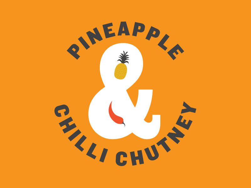 Pineapple & Chilli Chutney ampersand chili chilli chutney label packaging pineapple