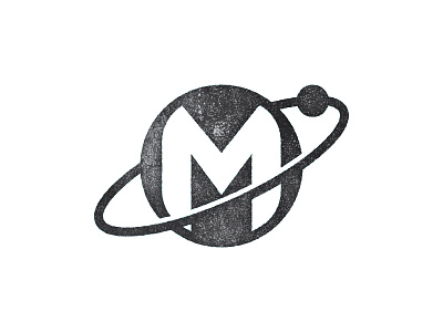 Monogram M brand icon logo monogram planet satellite saturn symbol texture