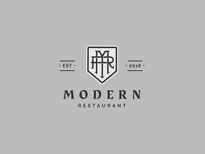 MR monogram bade creative grunge letters logo monogram serif shield texture