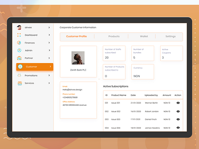 Dashboard - Customer Profile