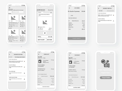 Coffee Ordering App - Wireframe adobe xd ui design ux design ux process wireframe