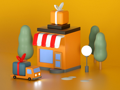 The Gift Shop 3d car cinema4d design gift illustraion modelling nft render