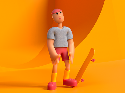 Guy with a skate 3D Illustration 3d character cinema4d cryptoart design illustraion modern nft octane render