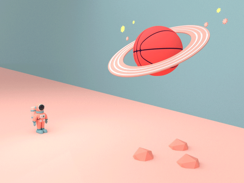 Hello Dribbble 3d 3d character design animation character cinema4d composition cosmonaut gif minimalistic modern planet space stars ui ux