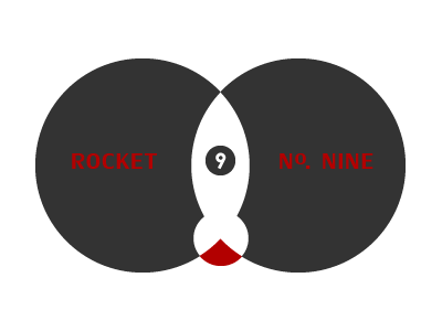 Rocket No. Nine fireworks logo negative space