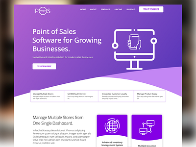 Product page for POS SaaS application design point of sales sketch ui ui ux web