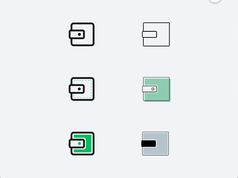 Some animated wallet icons