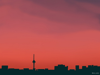 Sunset in the city adobe art city design graphic graphicdesign illustration landscape photoshop